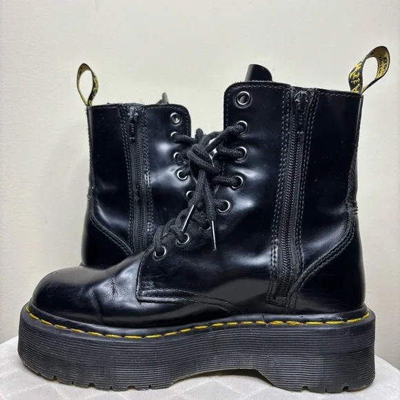 Dr. Martens Jadon Platform Black Smooth Leather Boot Women's Size 6 - Picture 4 of 11